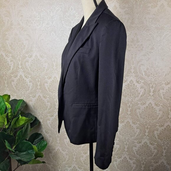 Anne Klein Size 10 Black 1 Button Blazer Notched Lapels Long Slv 3 Pockets NWOT - Picture 6 of 11